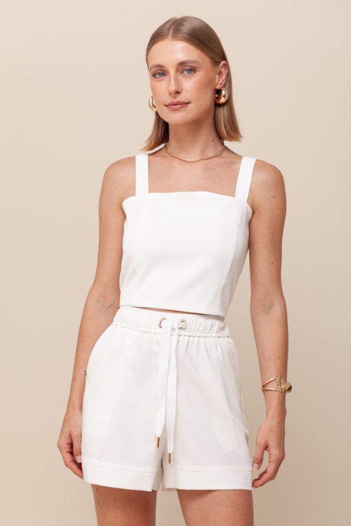 Shorts Curto com Cadarço de Amarração Branco