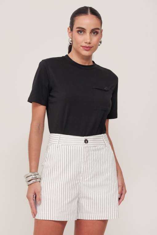 Shorts Curto Listrado Off-white