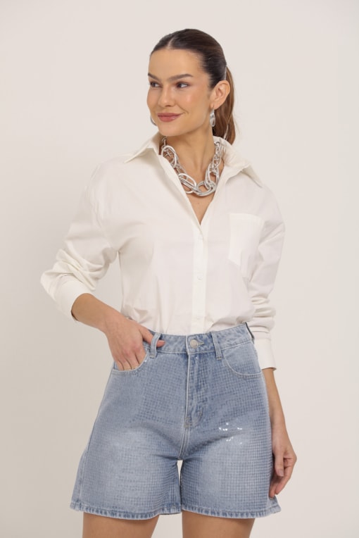 Shorts Jeans Com Brilho Jeans
