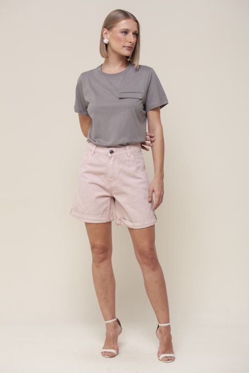 Shorts Pastel Color Barra Italiana  Rosa blush