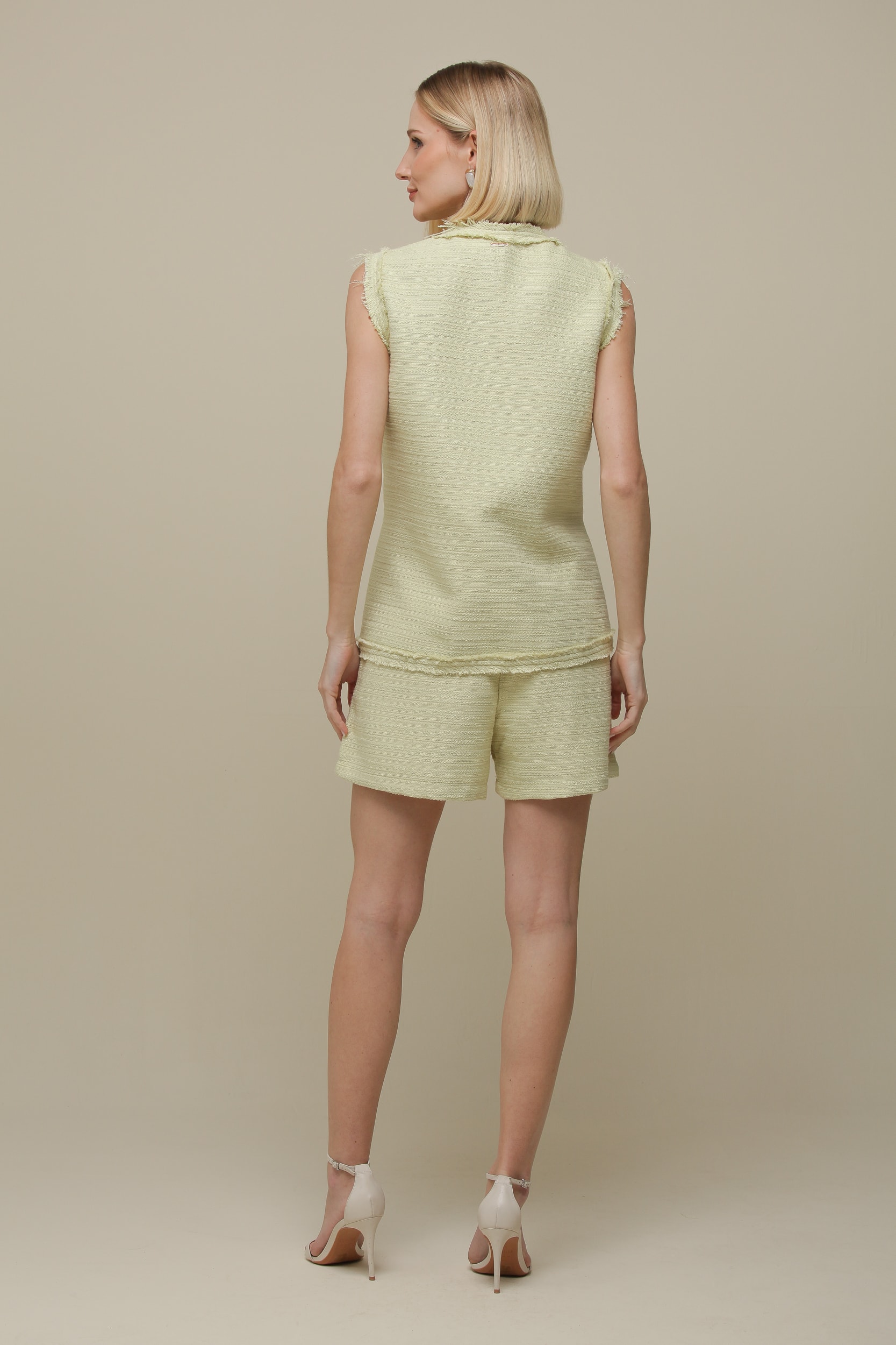 Shorts Tweed Lapela Verde