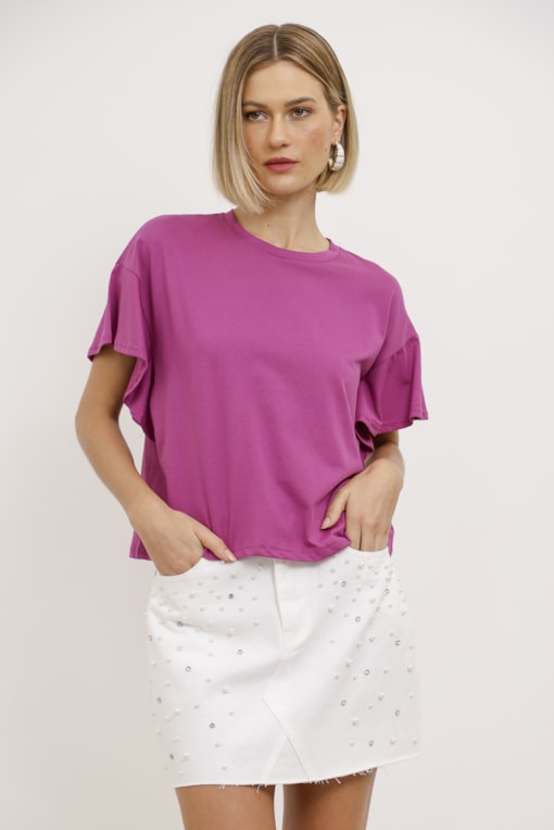 T-shirt Ampla Manga Soltinha  Roxo 