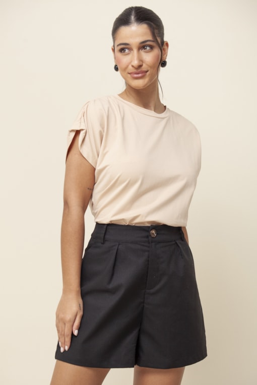 T- shirt Lisa Detalhe Ombro  Bege