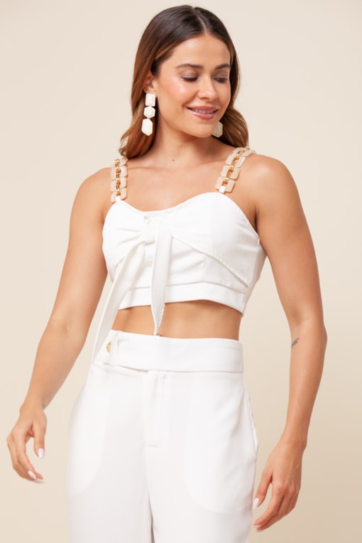 Top Alças Metal Ajustável Off-white