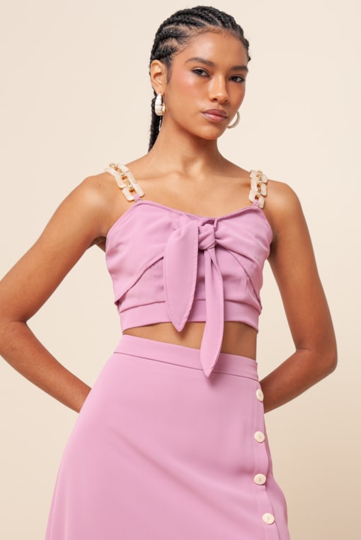 Top Alças Metal Ajustável Rosa