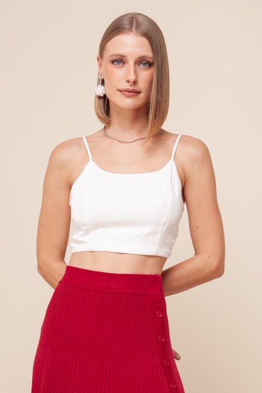 Top Básico De Viscolinho   Off-white