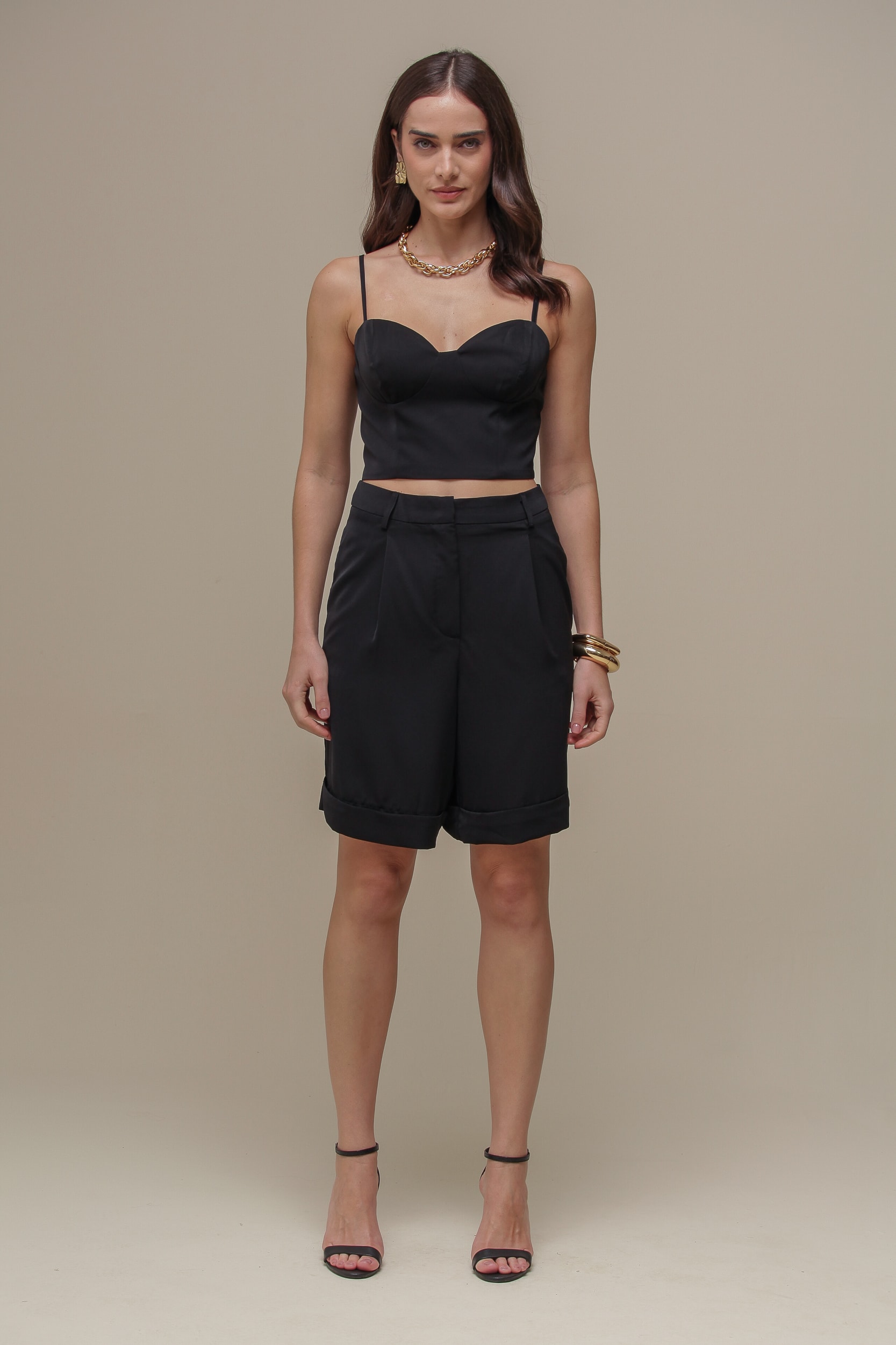 Top Corset Alfaiataria Preto