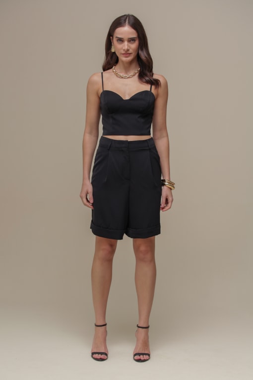 Top Corset Alfaiataria  Preto