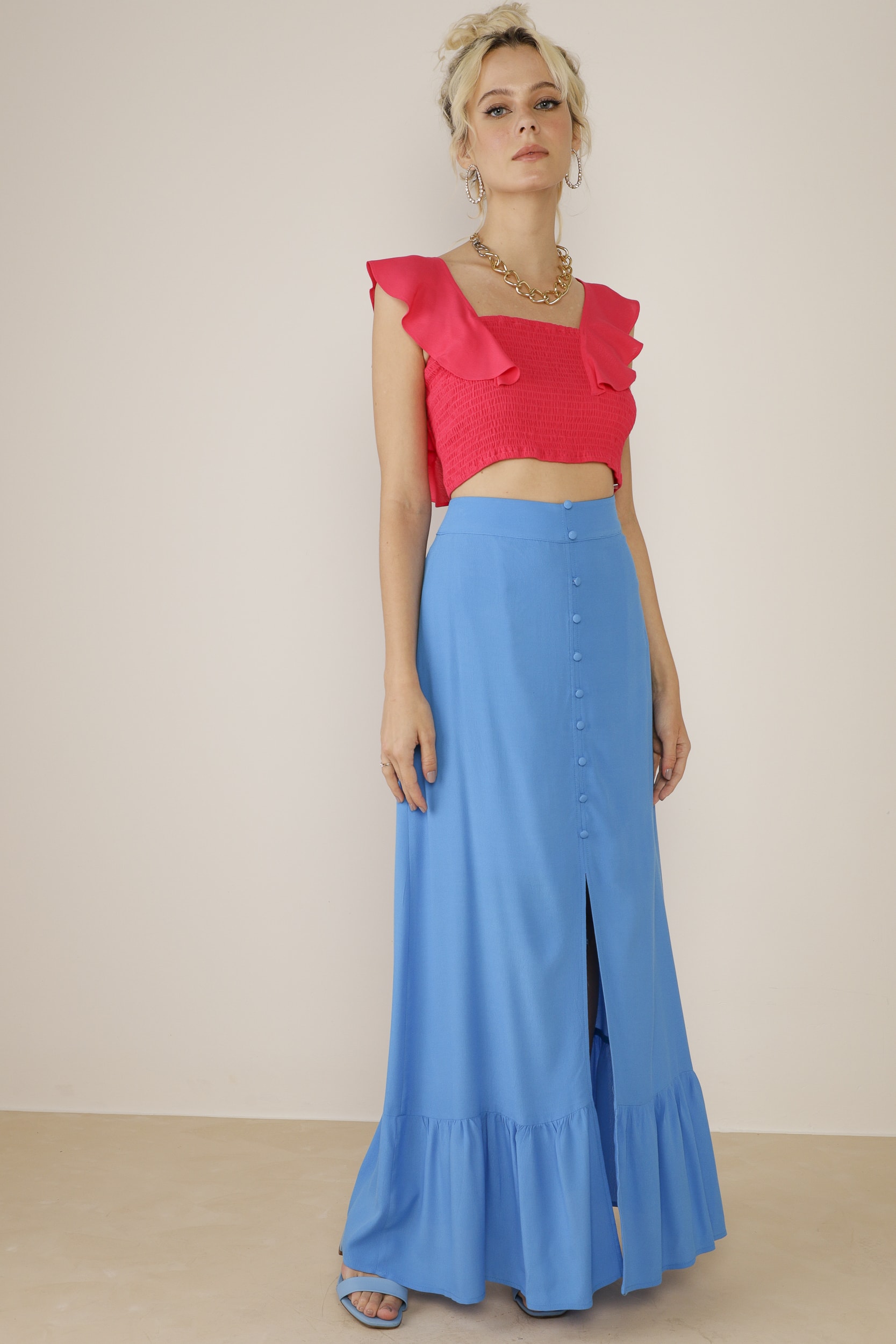 Top Cropped Lastex Com Amarração  Pink