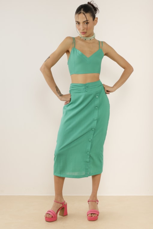 Top Cropped Linho Verde 