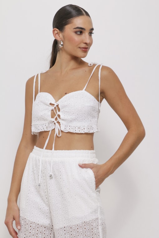 Top Laise Amarração Frontal Off-white