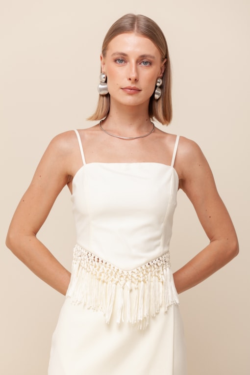Top Reto Barra De Franjas Off-white