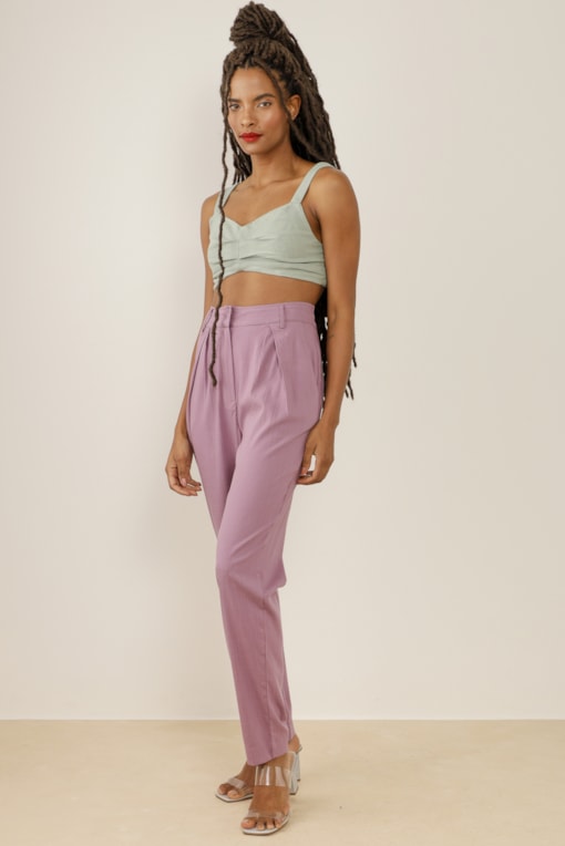 Top Viscolinho Cropped Pregas  Verde 