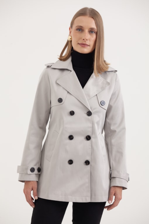 Trench Coat Clássico Cinza