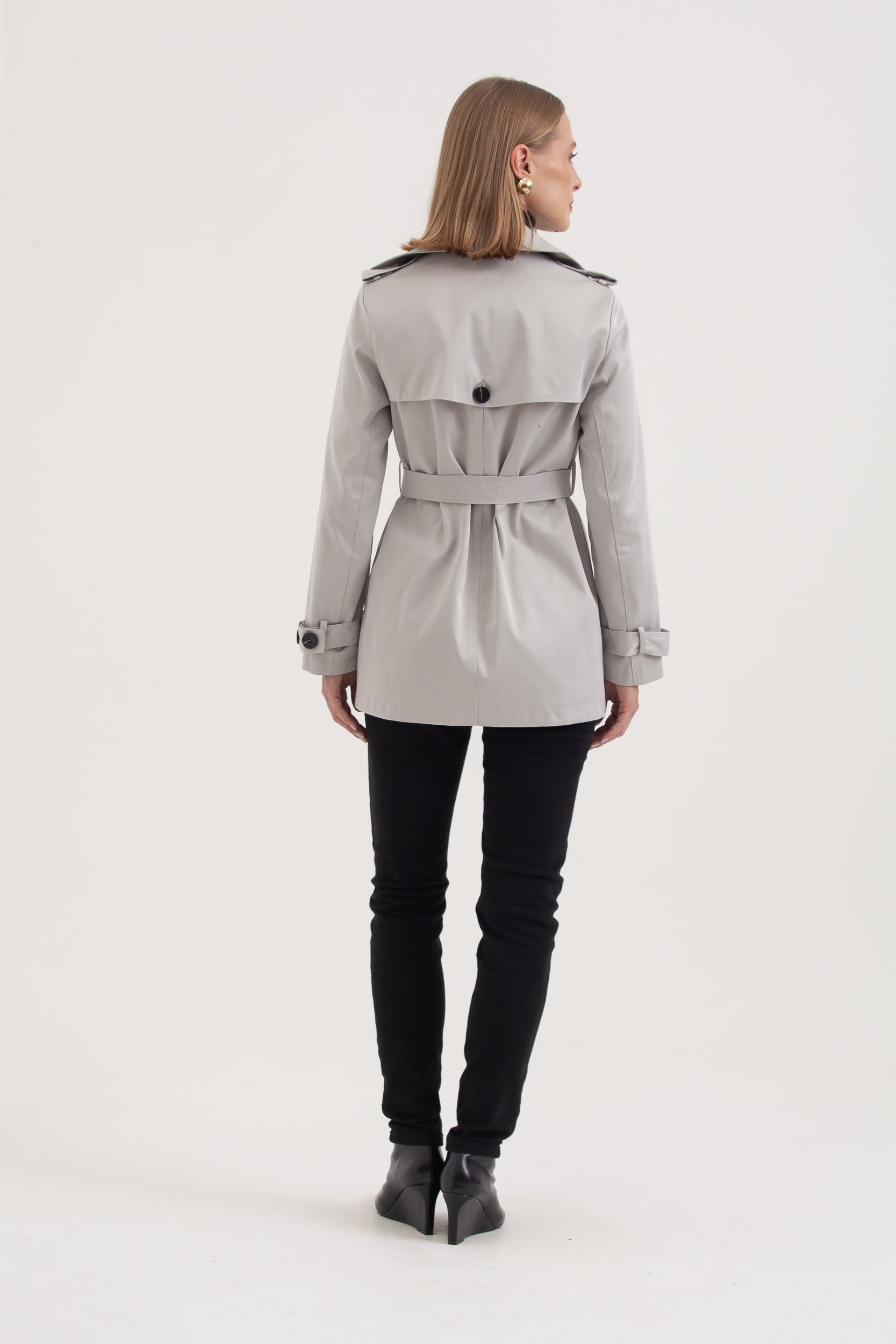 Trench Coat Clássico Cinza