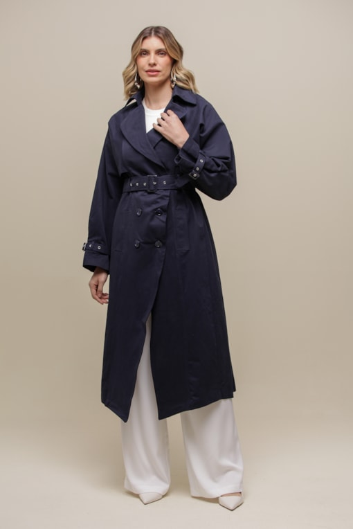 Trench Coat Sarjado  Marinho 