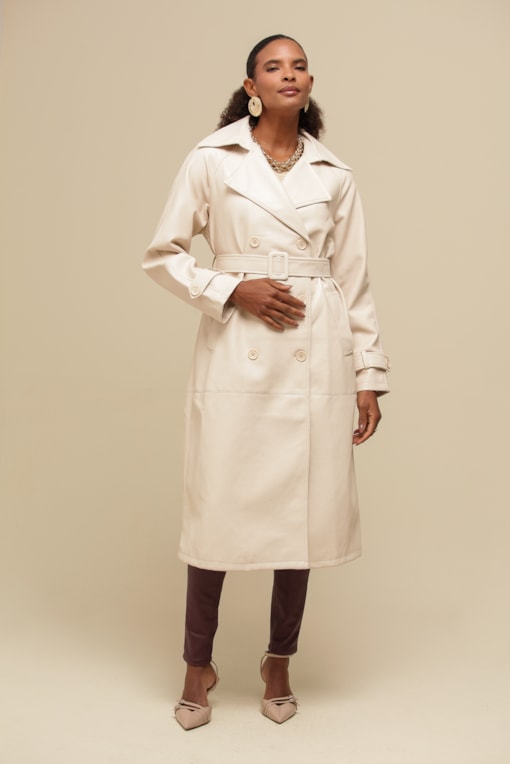 Trench Coat Sobretudo PU   Areia