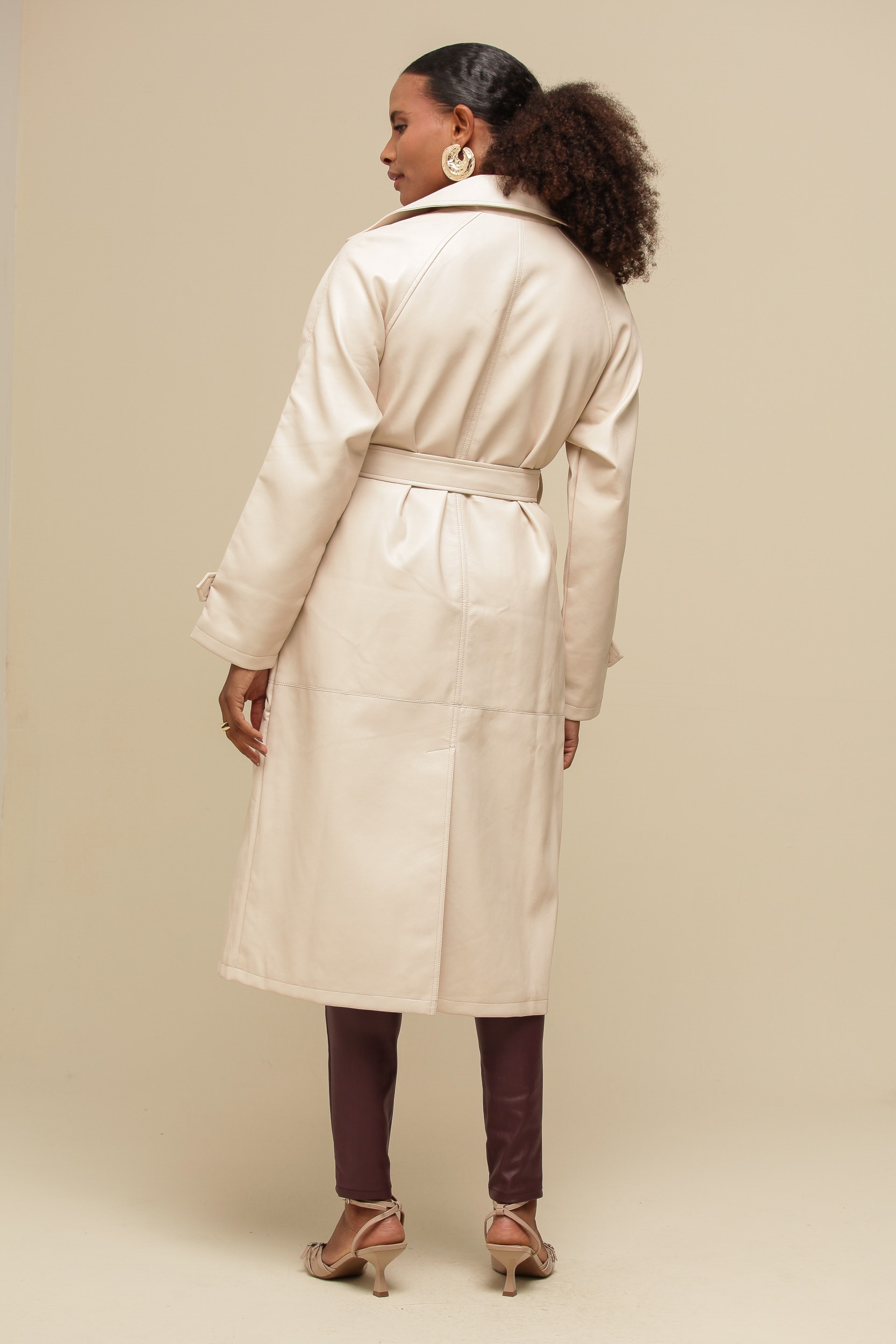 Trench Coat Sobretudo PU   Areia