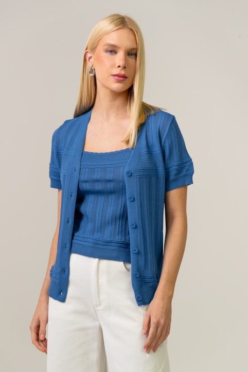 Twin Set Tricot Ponto Desenhado Azul