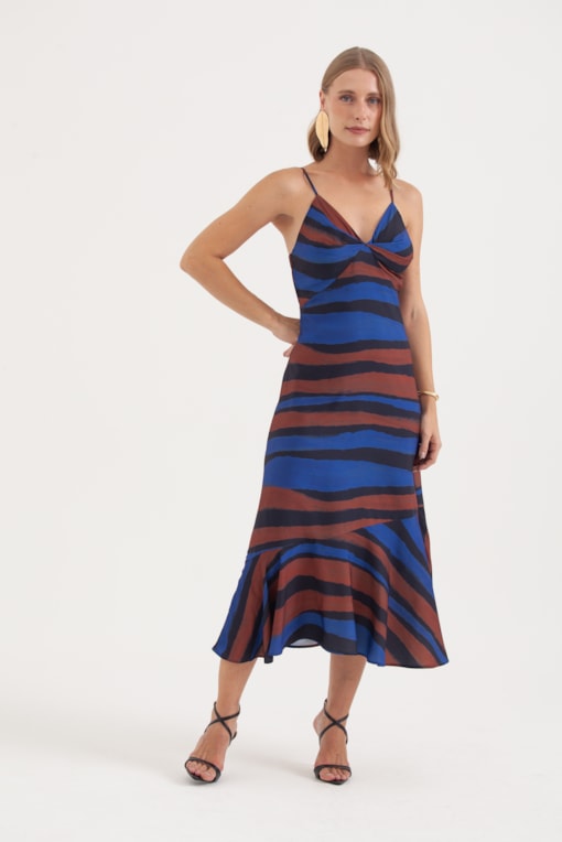 Vestido Alcinha Estampa Horizontes Azul
