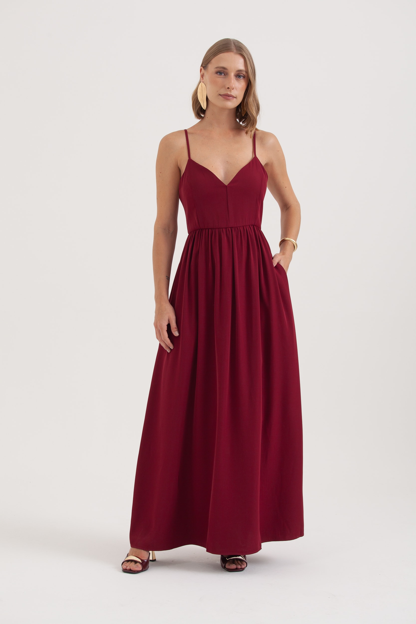 Vestido Alcinha Longo Cereja