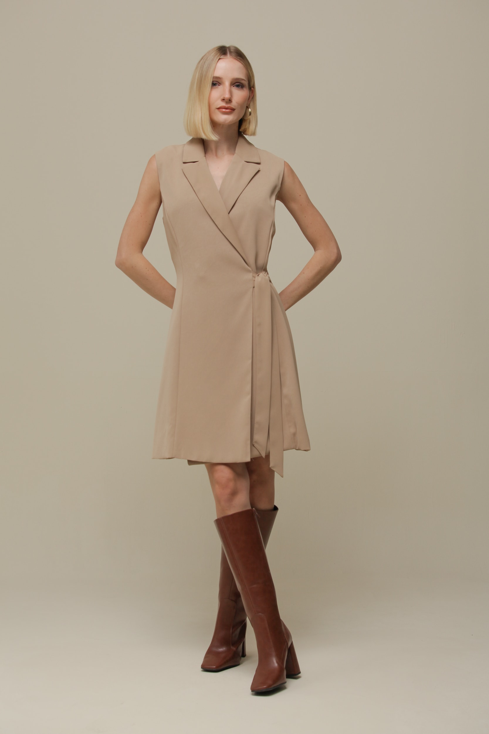 Vestido Alfaiataria Transpassado  Camel