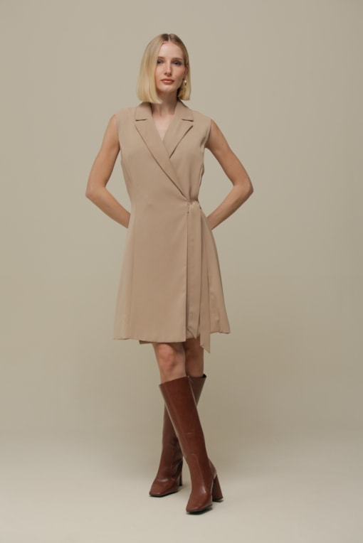 Vestido Alfaiataria Transpassado  Camel