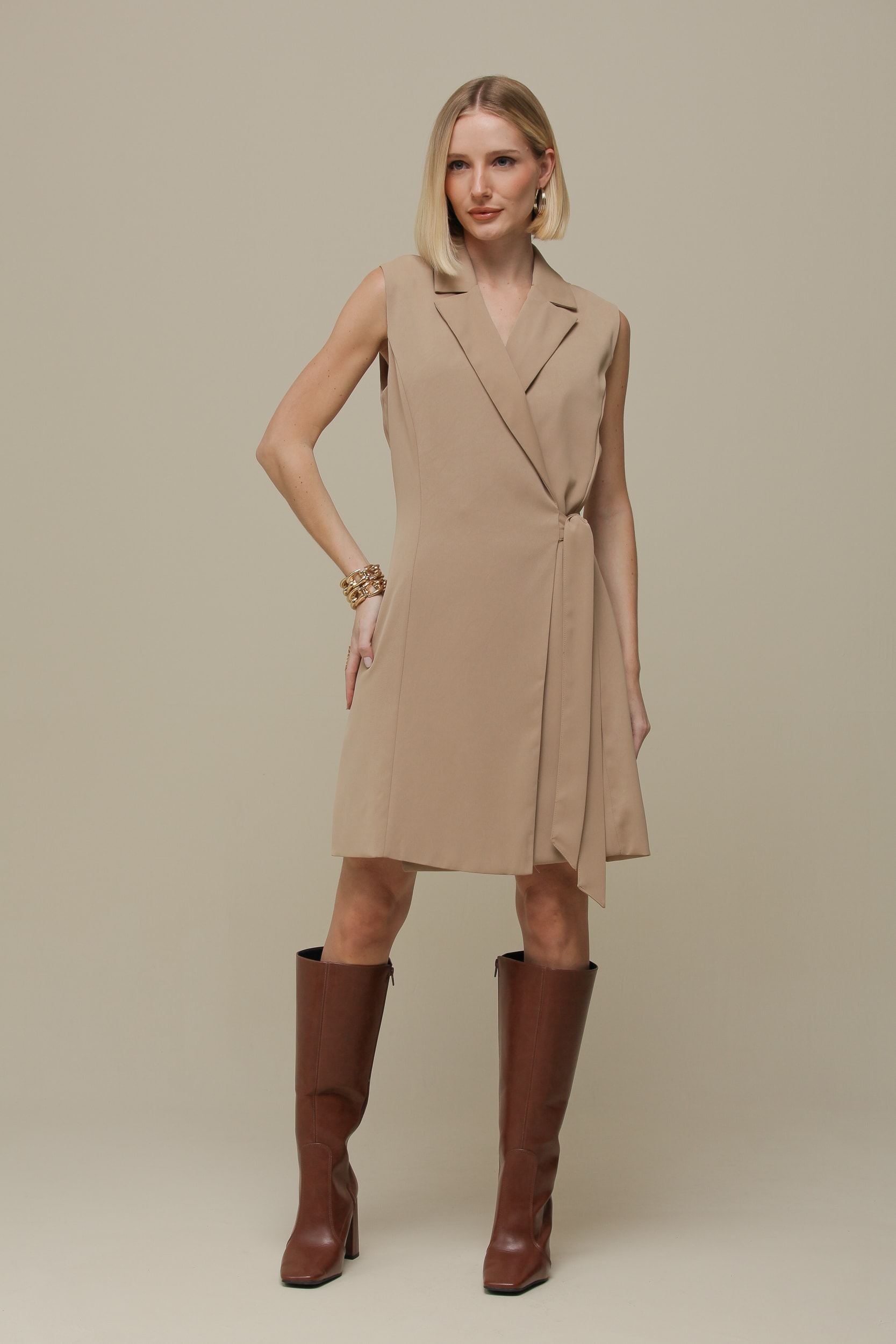 Vestido Alfaiataria Transpassado  Camel