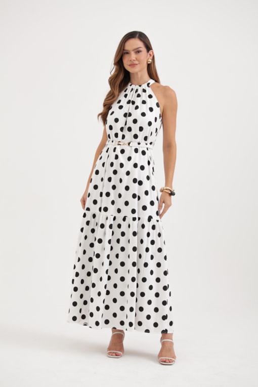 Vestido Âmplo Poá Branco