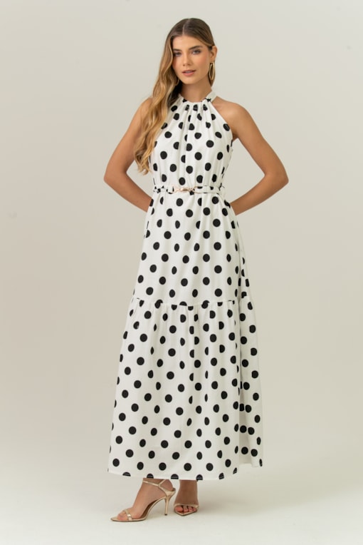 Vestido Âmplo Poá Branco