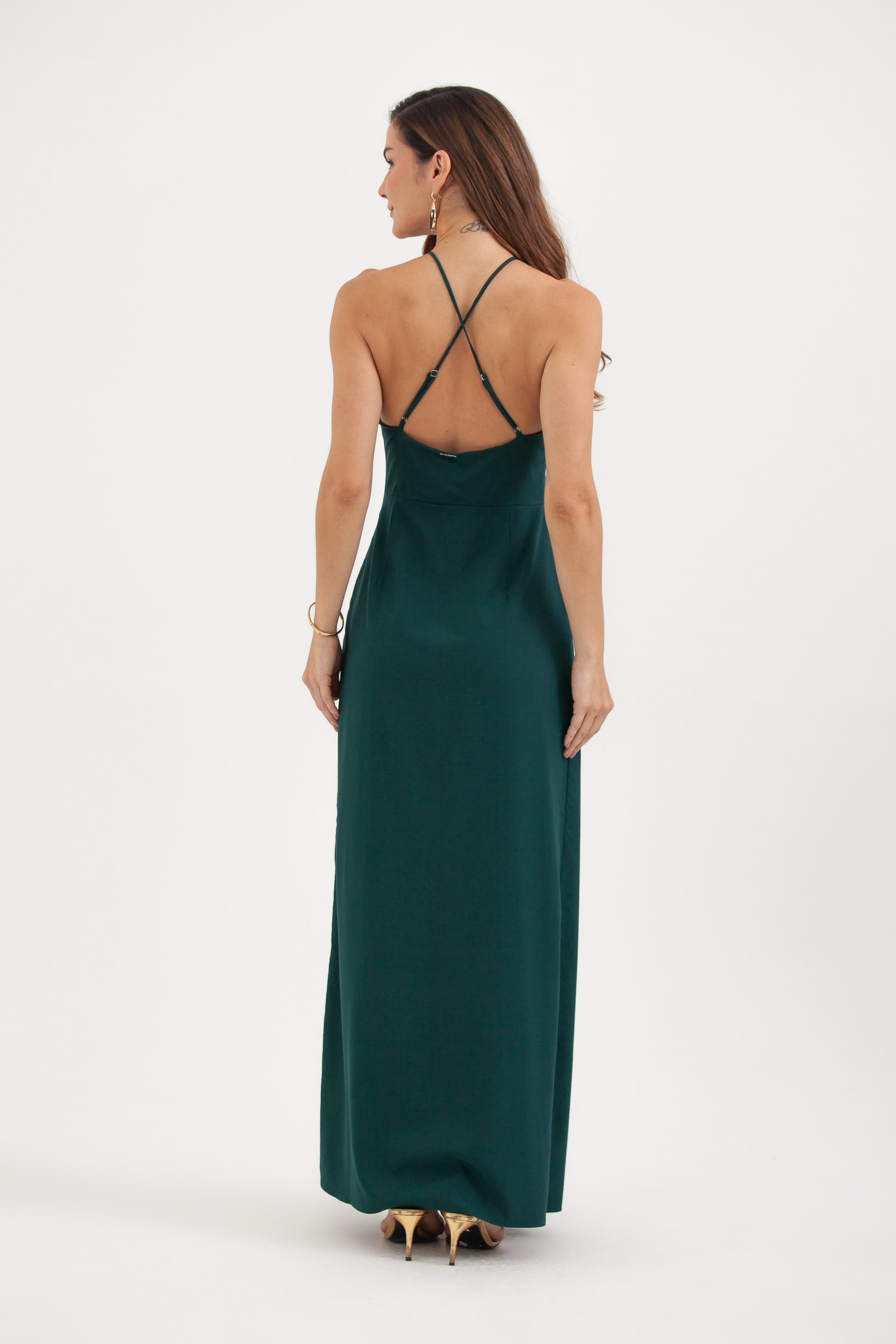 Vestido Com Macramê E Franzido No Busto Verde 