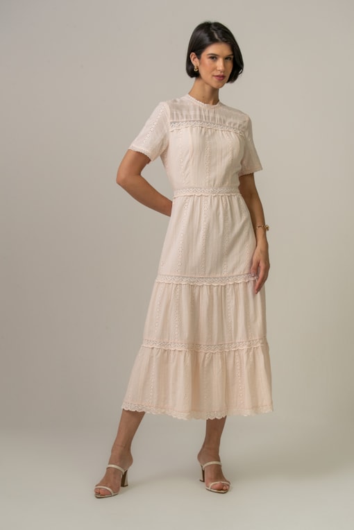 Vestido Entremeios Rosa