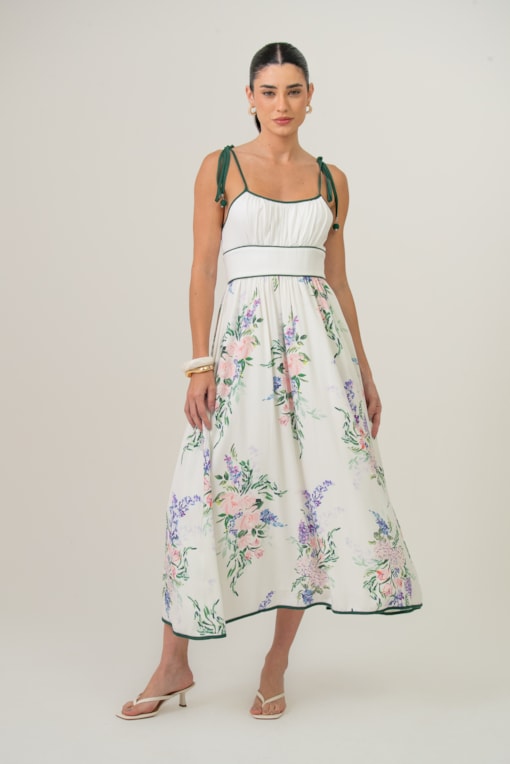 Vestido Estampado Giverny Off-white