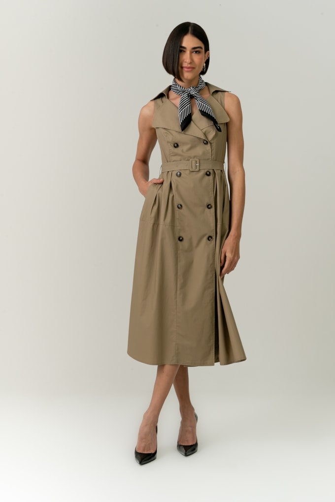 Vestido Estilo Trench Coat Caqui