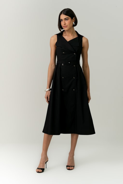 Vestido Estilo Trench Coat Preto