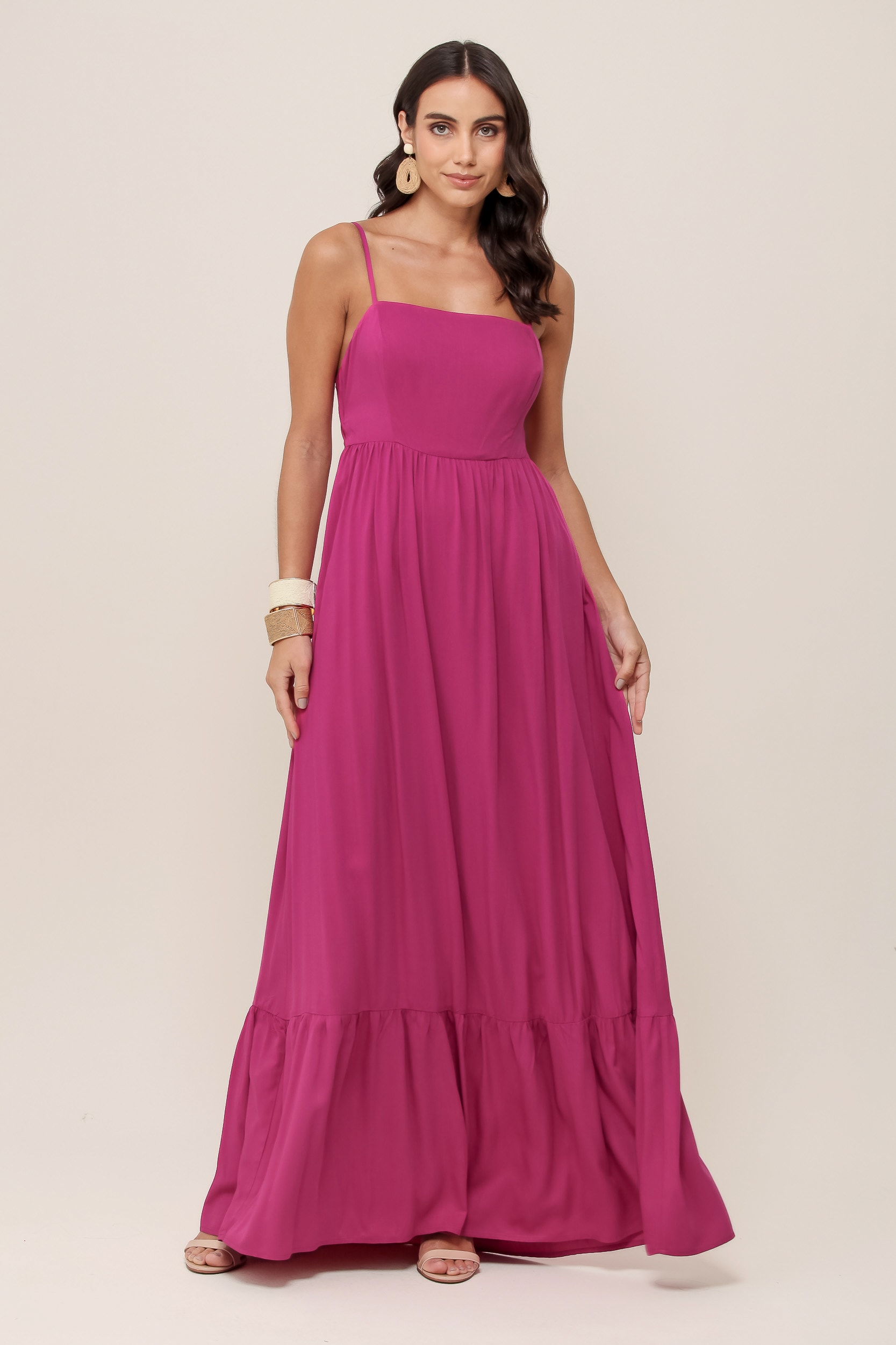 Vestido Longo Decote Costas Roxo 