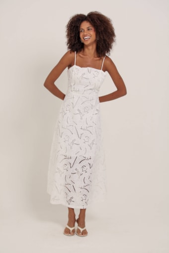 Vestido Longo Guipir Off-white