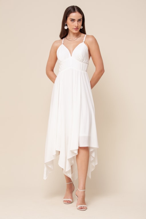 Vestido Midi Assimétrico  Off-white