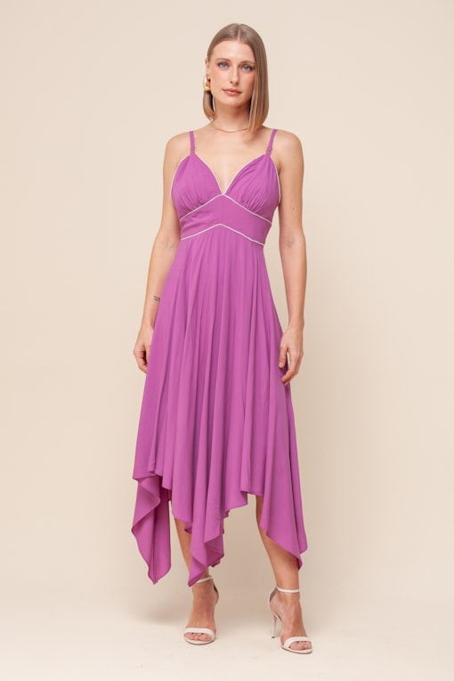 Vestido Midi Assimétrico  Roxo 