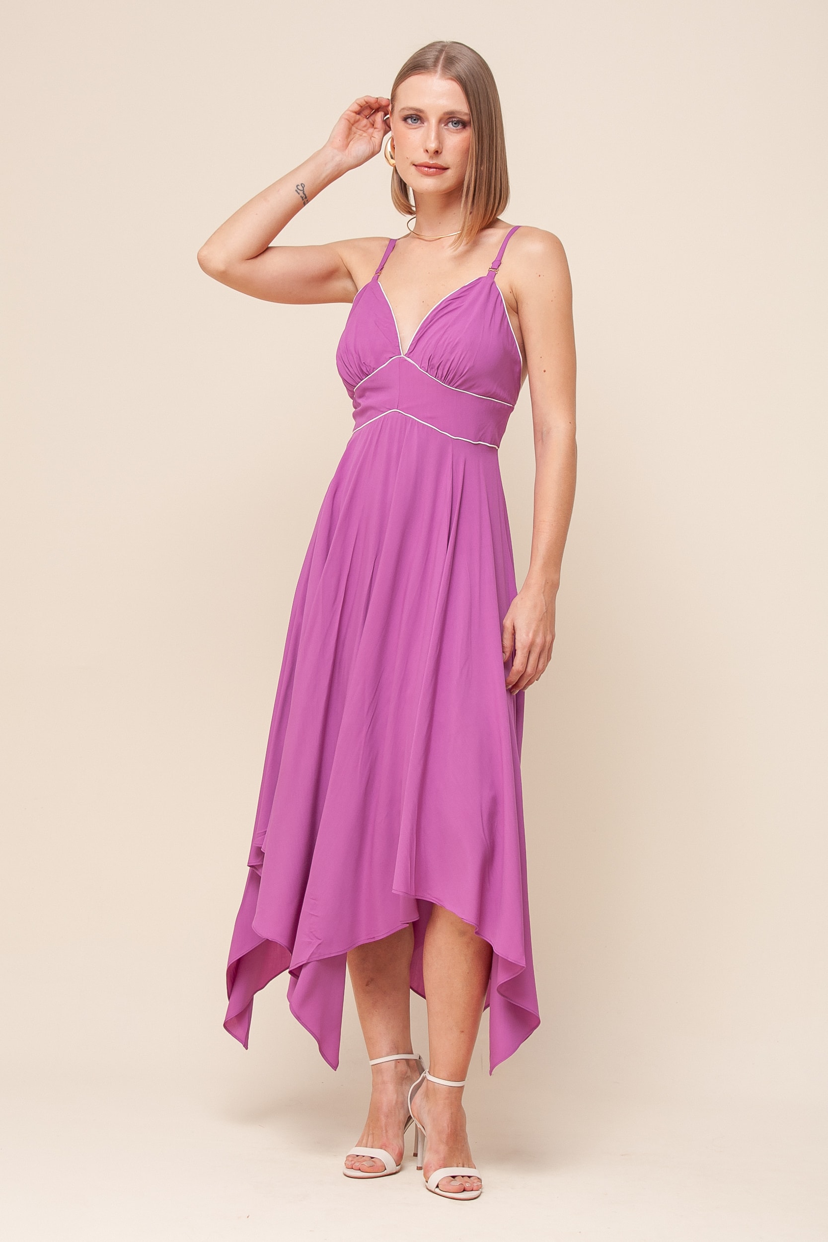 Vestido Midi Assimétrico  Roxo 