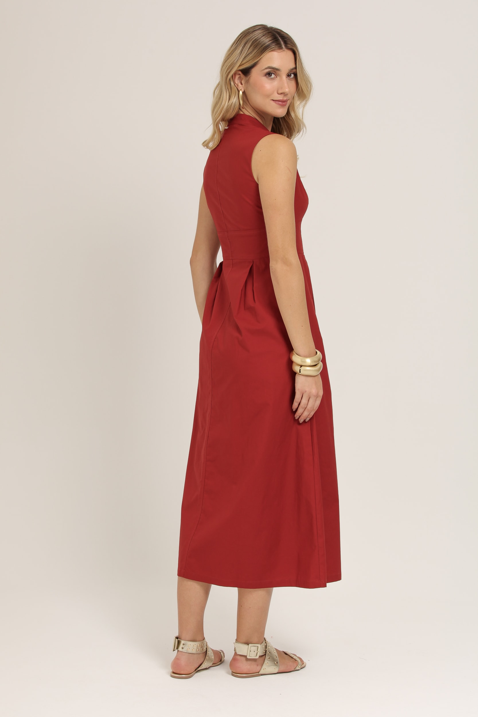 Vestido Midi Chino Ferrugem