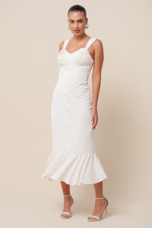 Vestido Midi Peplum Off-white
