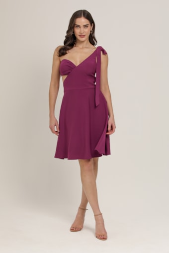 Vestido Midi Um Ombro Só Roxo 