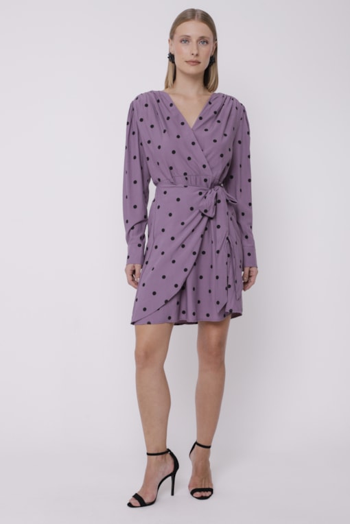 Vestido Poá Amarração  Lilas