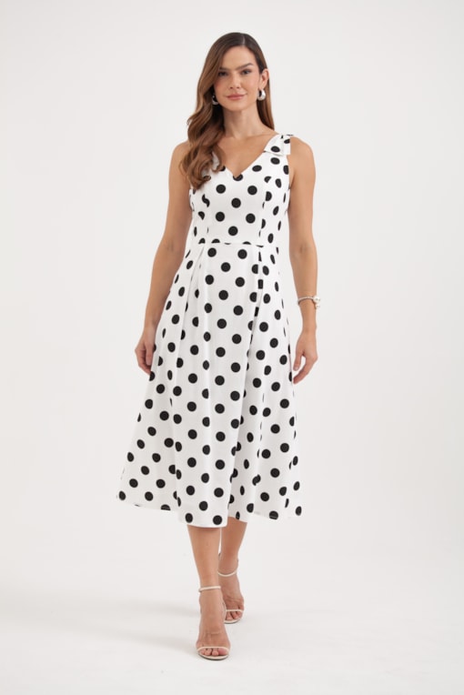 Vestido Poá Laços Branco