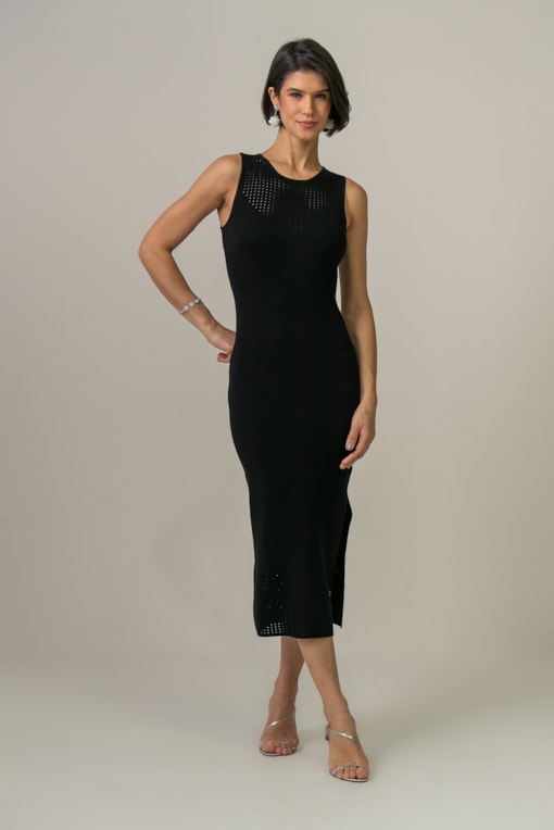 Vestido Tricot Ponto Estilo Bandagem Preto